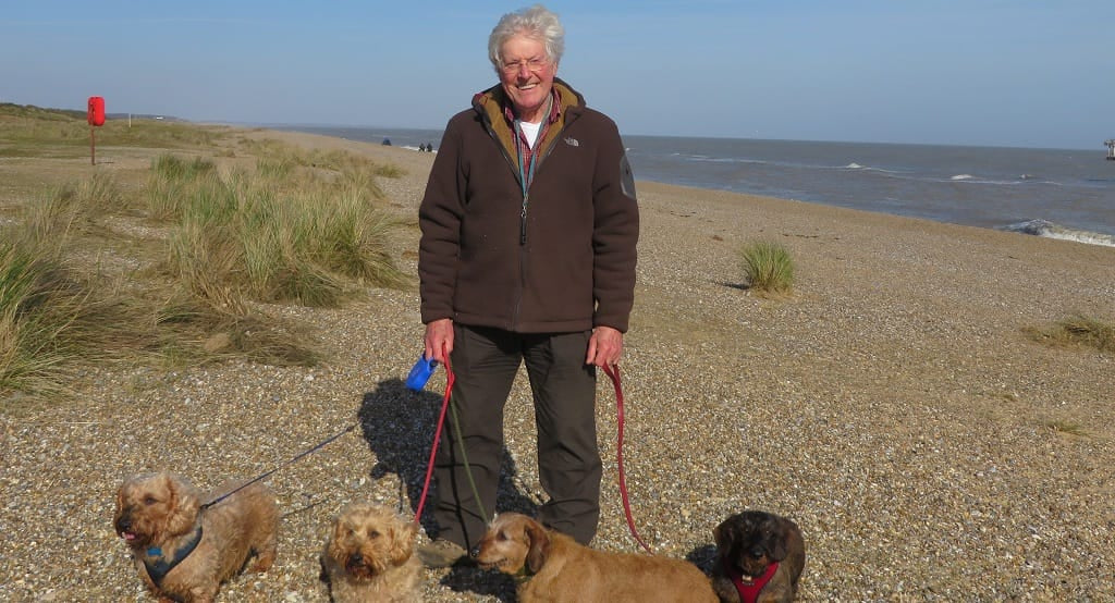 Peter Purves on the beach