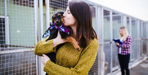 Woman with rescue dog