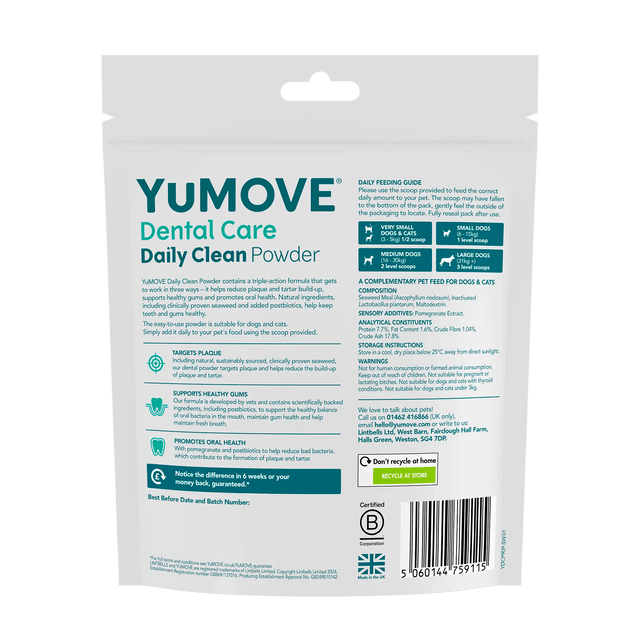 YuMOVE Dental Care Daily Clean Powder Dental Powder 90g Pouch2