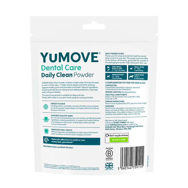 YuMOVE Dental Care Daily Clean Powder Dental Powder 90g Pouch3